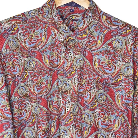 Alan Flusser Paisley Patterned Mens Button Front Cotton Shirt Multicolor Size XL - Picture 2 of 5
